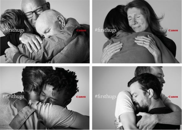 위에서부터 차례로 캐논의 광고 ‘만남: 아버지와 아들 내외, 어머니와 딸, 두 친구, 형과 동생’ 편 (2020)