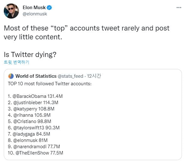 Elon Musk tweet. 