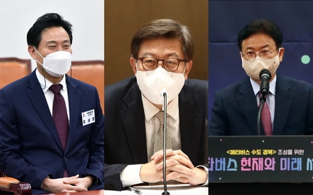 국민의힘 최고위원회는 11일 회의를 열고 서울시장에 사진 왼쪽부터 오세훈 후보, 부산시장에 박형준 후보, 경북도지사에 이철우 후보 공천을 의결했다.