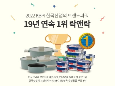 락앤락, 한국산업브랜드파워 밀폐용기 부문 19년 연속 1위