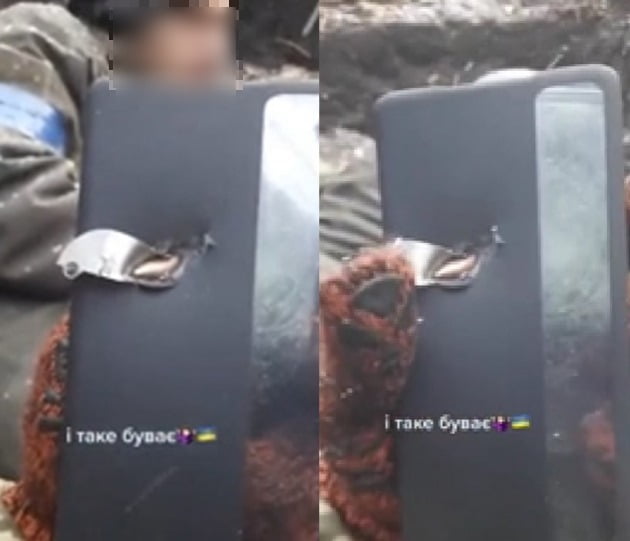 우크라이나 군인이 소지하고 있던 스마트폰이 러시아군의 총알을 막았다는 소식이 화제를 모으고 있다. /사진=온라인 커뮤니티 레딧 영상 캡처