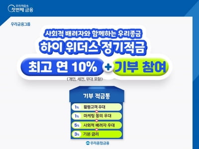 우리종합금융, 최고 연 10% '하이 위더스 정기적금' 출시