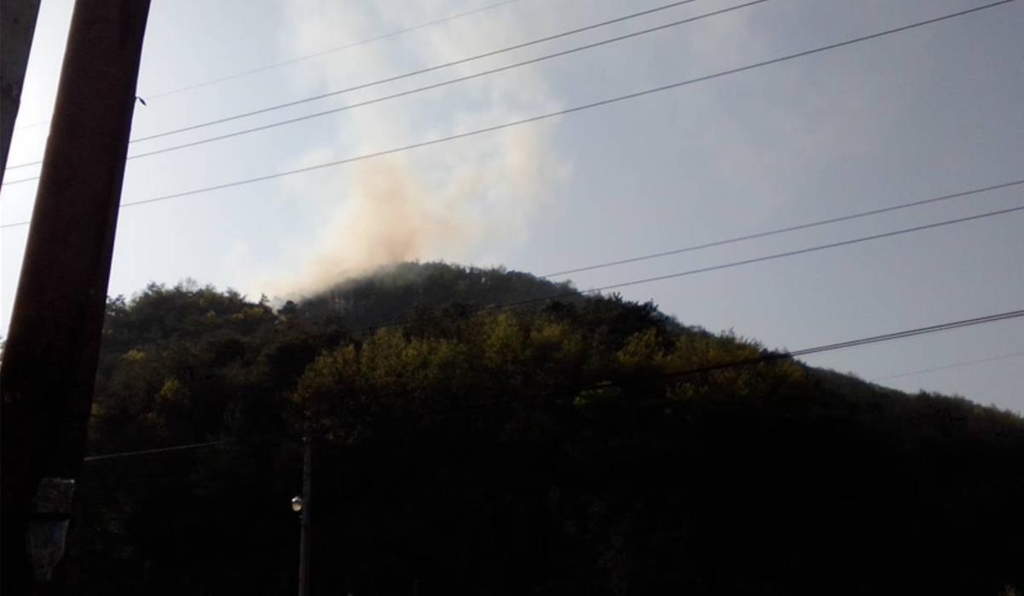 충남 논산 벌곡면 야산서 불…헬기 4대 투입해 진화 중