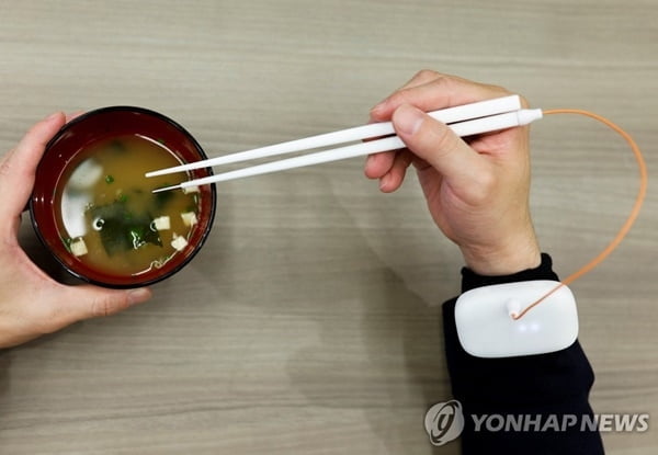 '맛보는 TV' 만든 日 교수, 이번엔 '짠맛 젓가락' 개발