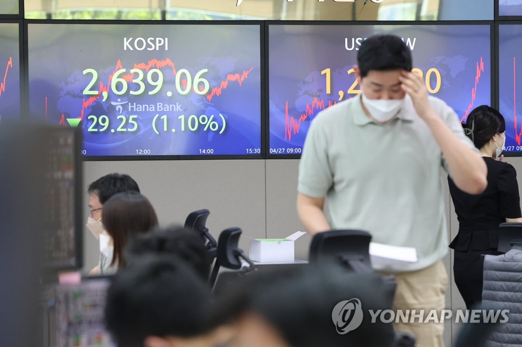 코스피, 미국 증시 급락 여파에 1.10% 하락 마감…성장주 타격(종합)