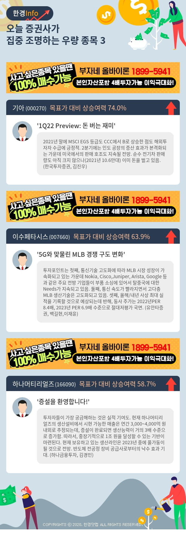 [핫클릭]오늘 증권사가 집중 조명하는 우량 종목 3