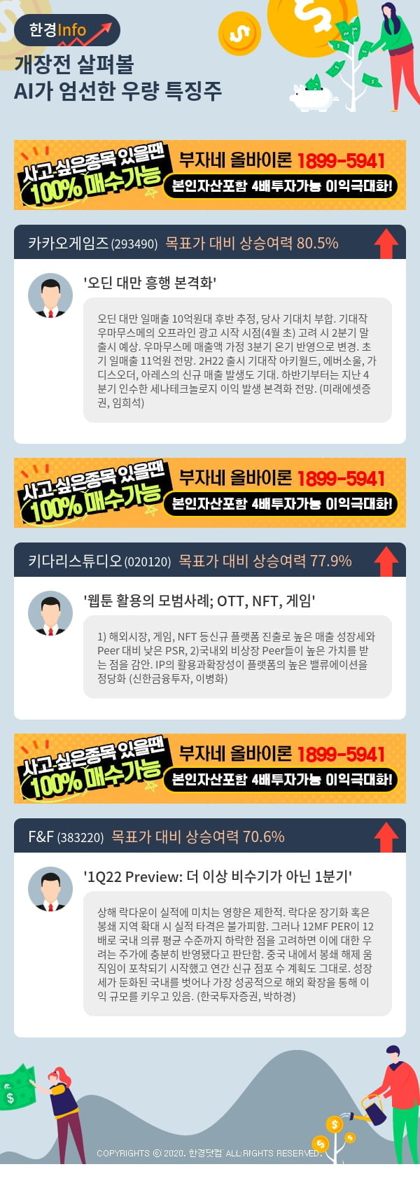 [핫클릭]개장전 살펴볼 AI가 엄선한 우량 특징주