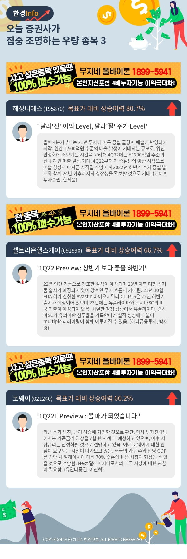 [핫클릭]오늘 증권사가 집중 조명하는 우량 종목 3