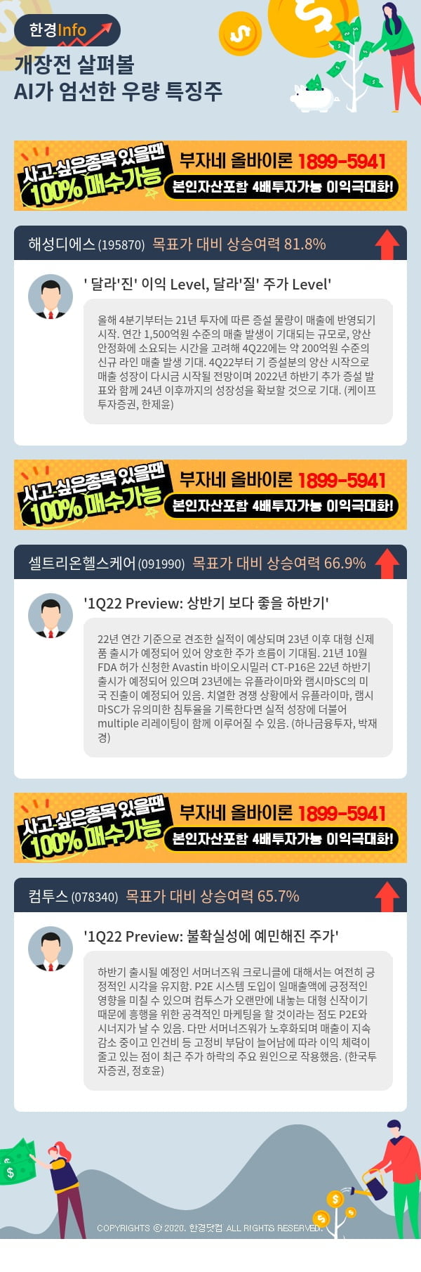 [핫클릭]개장전 살펴볼 AI가 엄선한 우량 특징주