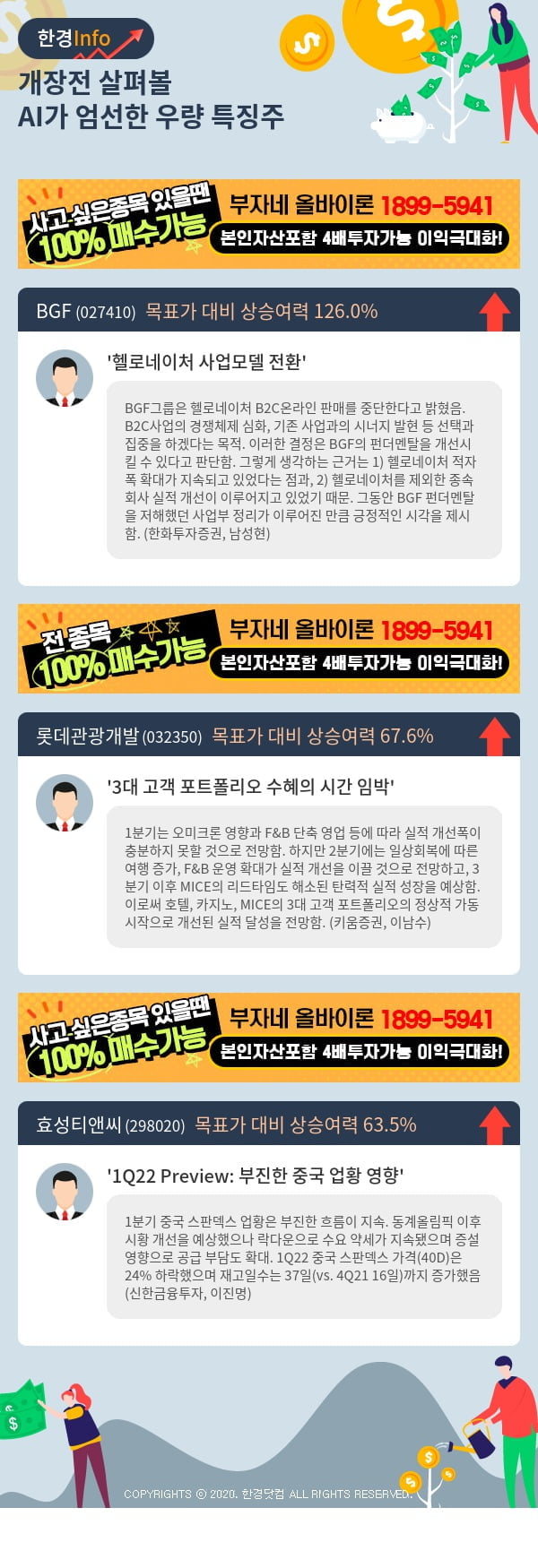 [핫클릭]개장전 살펴볼 AI가 엄선한 우량 특징주