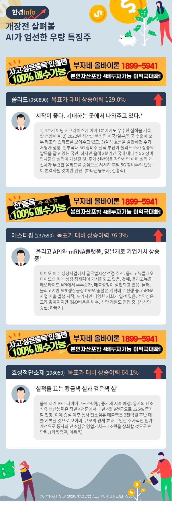 [핫클릭]개장전 살펴볼 AI가 엄선한 우량 특징주