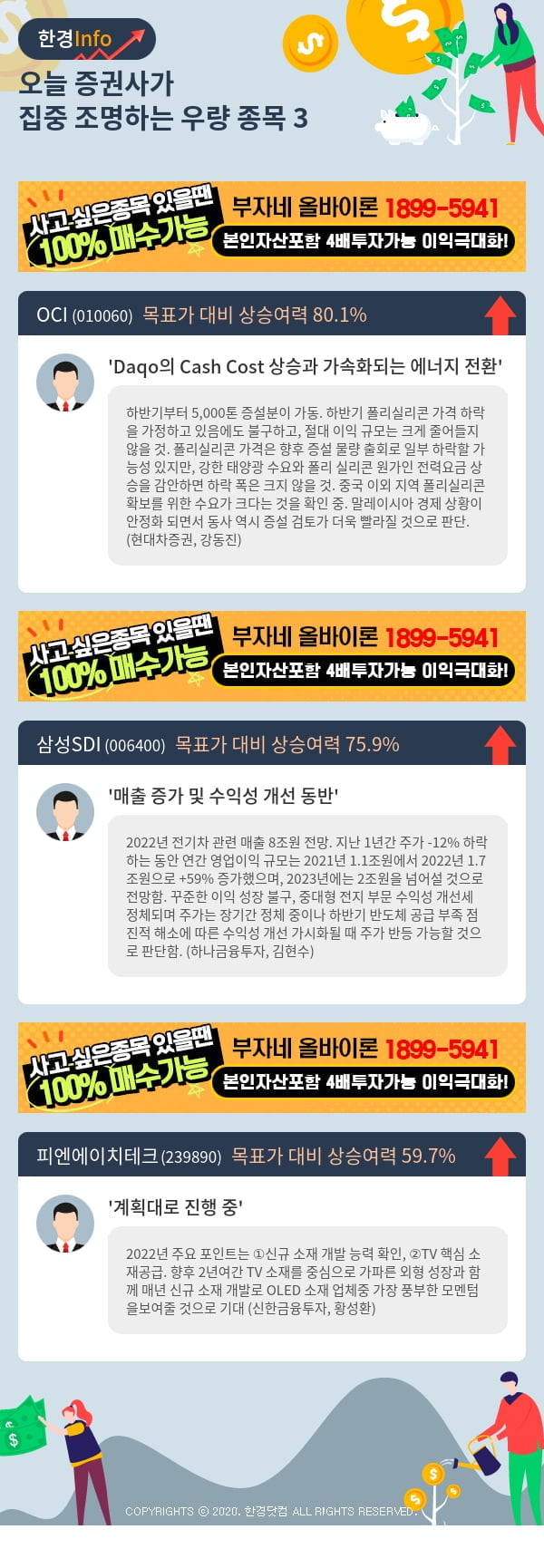 [핫클릭]오늘 증권사가 집중 조명하는 우량 종목 3