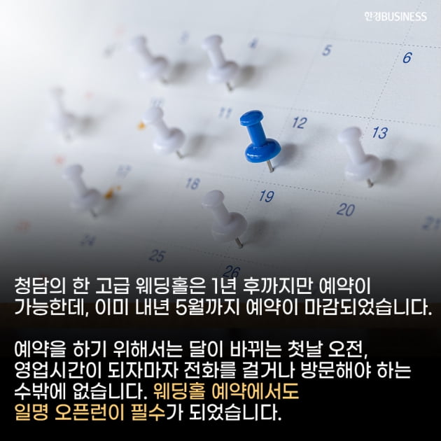 [카드뉴스]웨딩홀 예약할 때도 오픈런 필수? 일상 회복에 프리미엄 웨딩 수요 급증