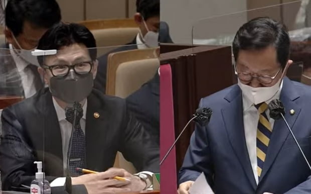 한동훈 법무부 장관(좌)과 김한정 더불어민주당 의원(우). SBS 유튜브 캡쳐