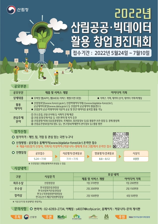 산림청, 산림공공·빅데이터 활용 창업경진대회 개최