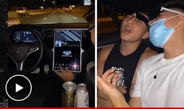 테슬라를 탄 미국 남성 4명이 오토파일럿 기능을 켜놓은 채 차 안에서 술 파티를 즐기는 모습을 담은 동영상이 2020년 9월 소셜미디어(SNS) 틱톡에 올라왔다. /사진=연합뉴스