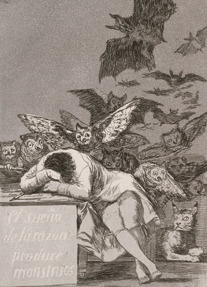 로스 카프리초스(이성이 잠들면 괴물이 깨어난다), 1797~1798년, 프라도 미술관