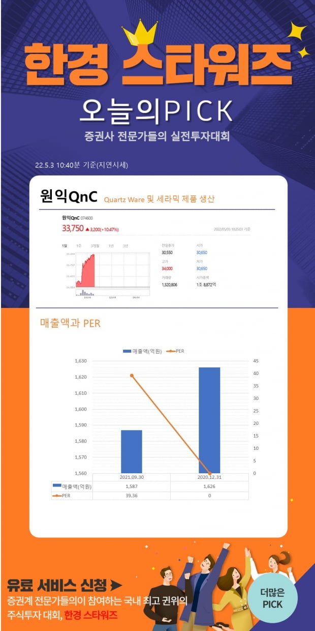 [한경스타워즈] 오늘의 스타워즈 종목 Pick (5월3일 오전)