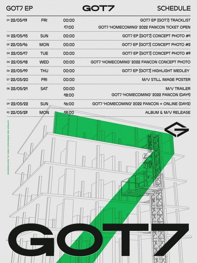 갓세븐, 새 미니앨범 'GOT7' 컴백 스케줄러 공개…완전체 컴백 본격 카운트다운