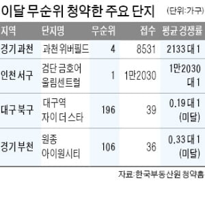 무순위 청약 경쟁률 '극과 극'…과천 2133 대 1, 대구는 미달