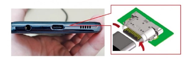 명진커넥터의 첨단 도금 기술이 들어간 스마트폰 C타입 충전단자.  /명진커넥터 제공 