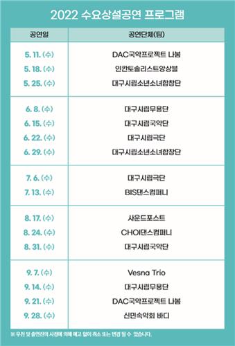 야외 무대 즐겨보자…대구문예회관 11일부터 수요 상설공연