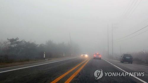 강원 산지 짙은 안개…"출근길 차량 운행 주의"