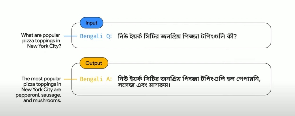 '뉴욕의 인기 피자토핑'을 벵골어로 묻고 답하는 구글 AI