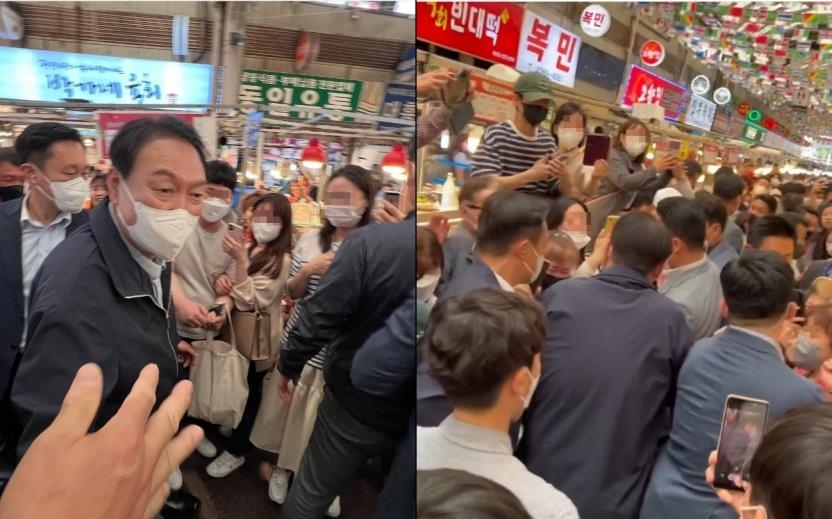 尹대통령, 취임 첫 주말 김건희 여사와 시장·백화점 나들이