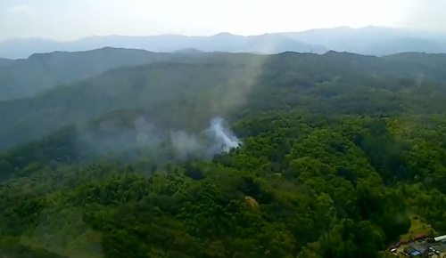 횡성 산불 1시간 30분만에 진화…산림 300㎡ 소실(종합)