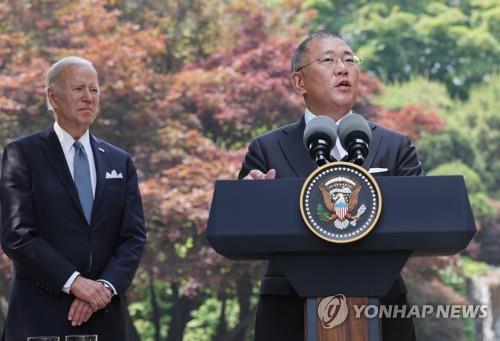 바이든-정의선 50분 독대…바이든 "美투자 많이 도울것, 한국 좋다"(종합)