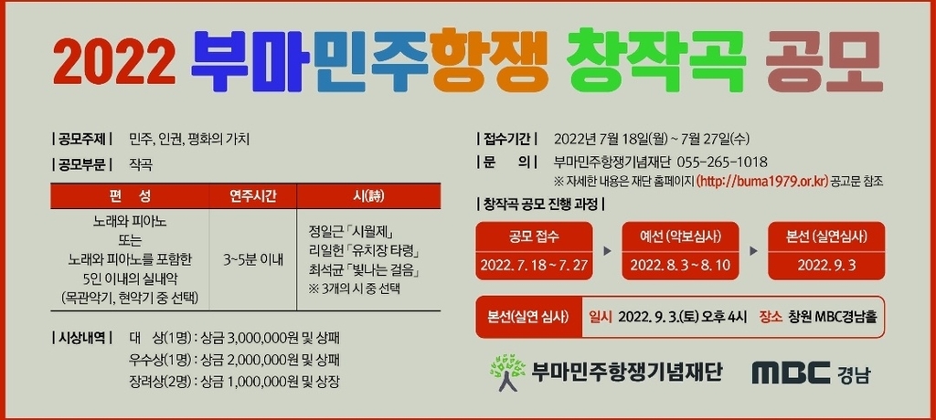 부마민주항쟁 '민주·인권·평화' 가치 담은 창작곡 공모