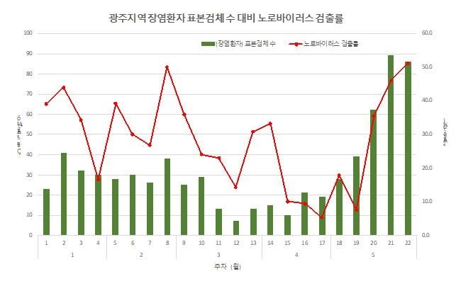 광주 노로바이러스 검출률 급증…"계절 상관없이 발생"