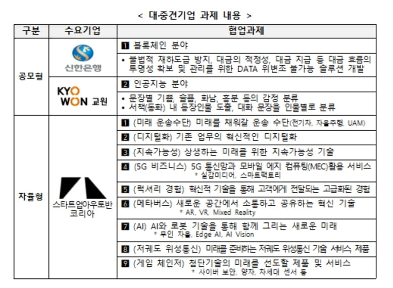 '재창업기업 대-스타 해결사 플랫폼' 과제 내용 [중소벤처기업부 제공]