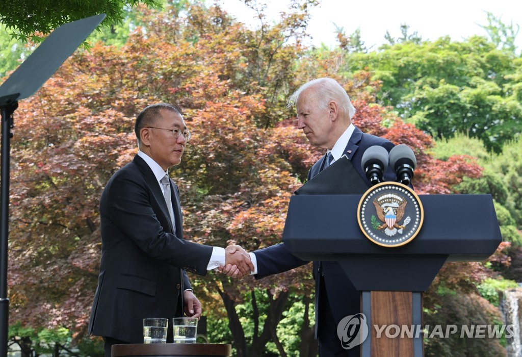 정의선, 105억달러 대미투자…바이든 "땡큐, 큰이익 얻을수 있을 것"(종합2보)