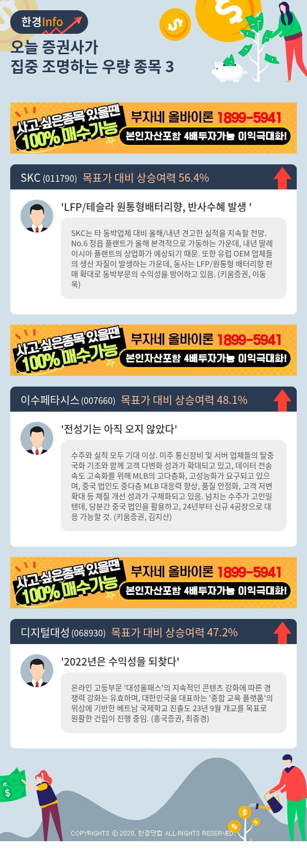 오늘 증권사가 집중 조명하는 우량 종목 3