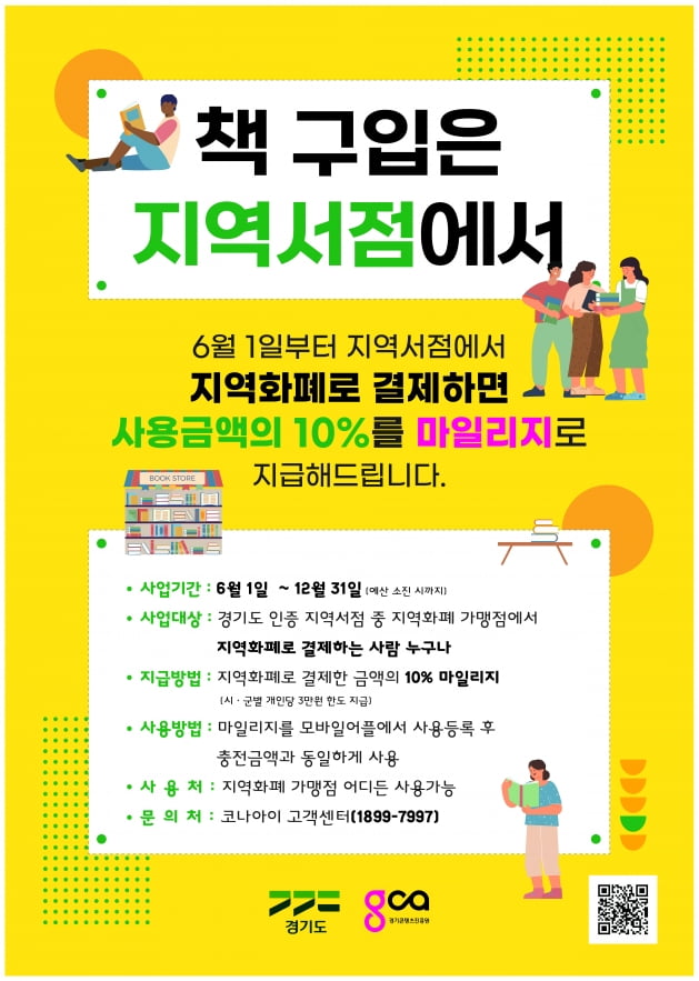 경기도, 6월부터 '지역서점 지역화폐 소비지원금 사업' 추진