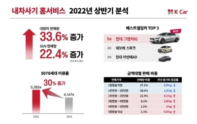 중고차 시장 '대형차·SUV 인기'…그랜저 가장 많이 팔렸다