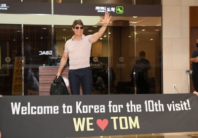 [TEN 포토] 톰 크루즈 '한국와서 기쁨의 미소'