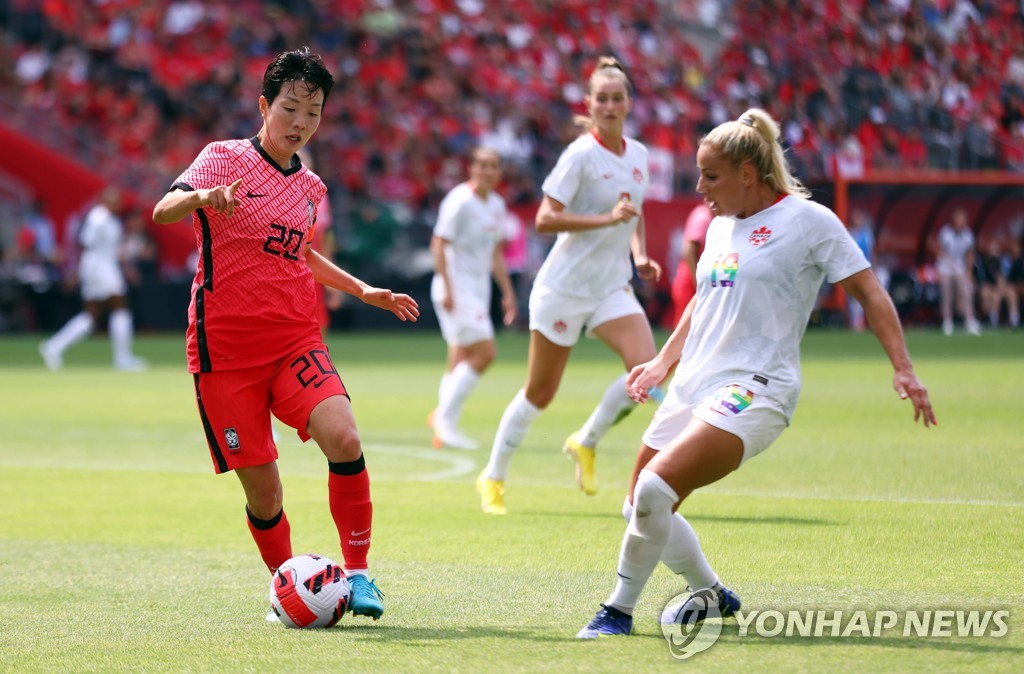 한국 여자축구, '도쿄 금메달' 캐나다와 0-0 무승부 '선전'
