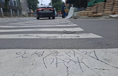 횡단보도에 '달성군 사저 가자' 낙서 수십개…경찰 조사