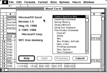 MS의 매킨토시용 스프레드시트 스프트웨어 '엑셀' (그때는 두 업체 사이가 좋았나요?)