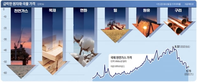 천연가스·목재값 고점대비 60% '뚝'…"경기침체 조짐 나타나"