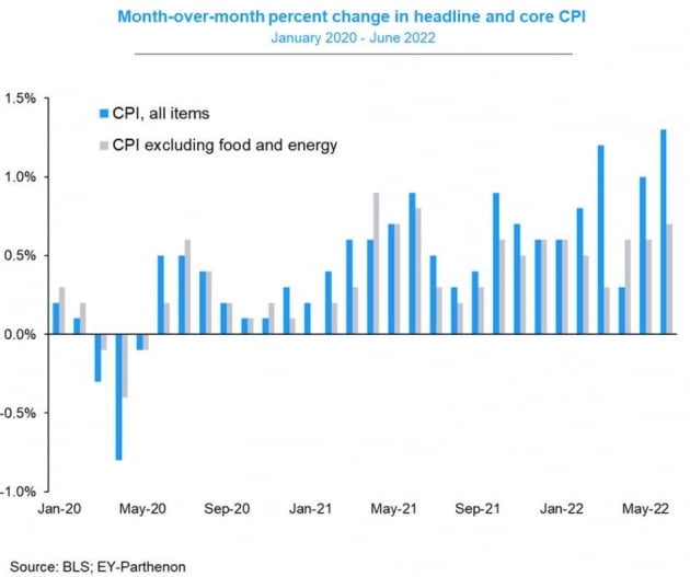 美 6월 물가 9% 돌파…7월 100bp 인상 베팅 급증