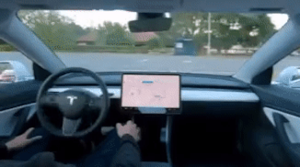 한 운전자가 테슬라 자율주행 모드로 주행을 하고 있다. /사진=Third Row Tesla Podcast 트위터