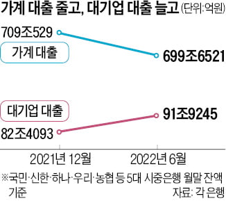 대기업 대출 늘 때 가계대출 '뚝'…은행권, DSR 규제 강화로 울상