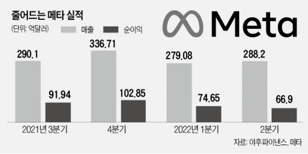 메타, 분기매출 첫 감소 VR사업도 '브레이크'