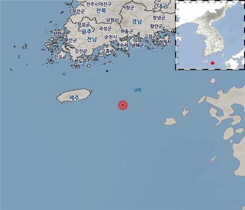 서귀포 해역 5번 연속 규모 2.0대 지진…"작년 4.9 지진과 무관"