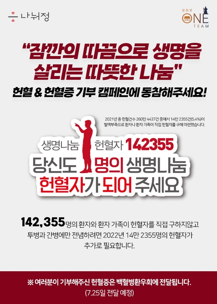ESG 실천공동체 광화문원팀, 공동 헌혈·헌혈증 기부