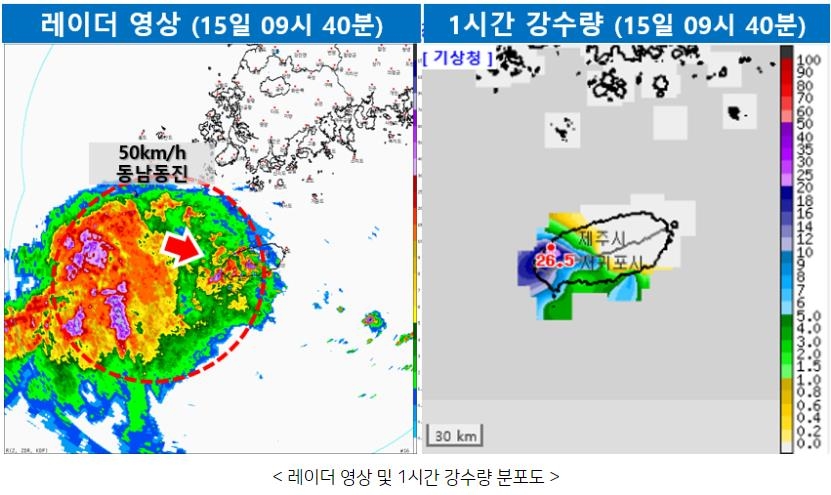 제주에 시간당 20∼30㎜ 강한 장맛비…호우특보 내려져